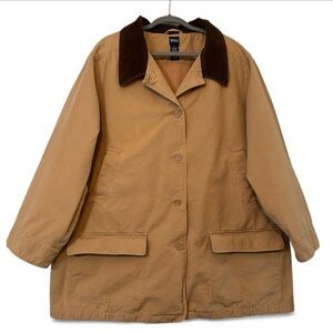 Vintage Basic Editions Tan Barn Chore Coat with Corduroy Brown Collar Size 3X